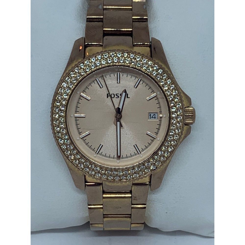 Fossil AM4454 Women's Stainless Steel Analog R0se Dial Quartz Wrist Watch E350